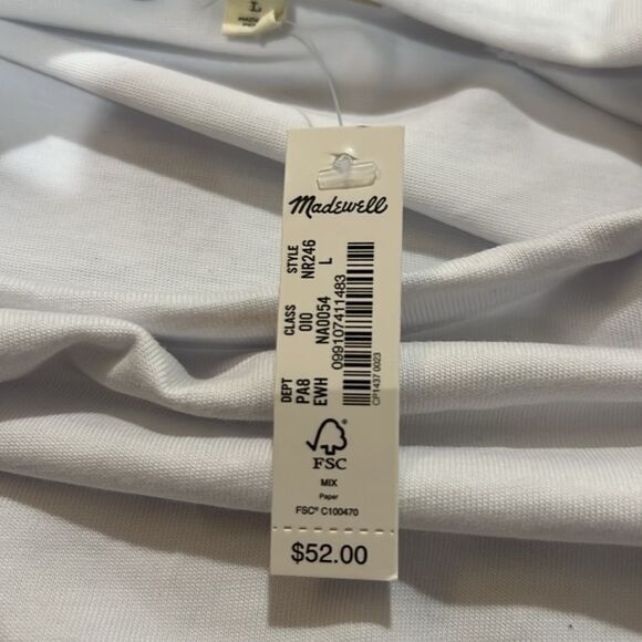Madewell nr246 white Structured Muscle Tee NWT size L- makeup stain - Picture 8 of 11